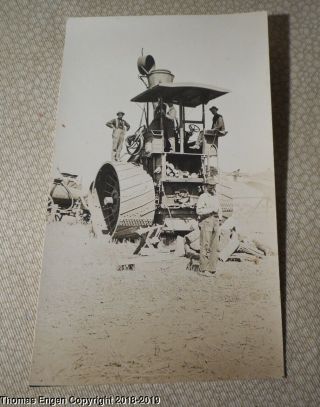 Antique Rppc Real Photo Postcard Giant Steam Tractor Farming Farmers Named