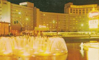 Riviera Casino At Night Las Vegas Nevada Postcard 1960 