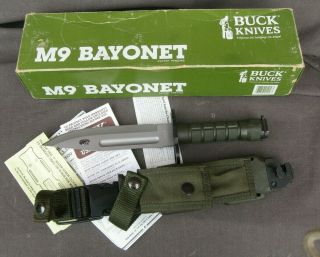 Buck 188 Usa M9 Phrobis Iii Bayonet W Scabbard Paperwork & Box,  1987