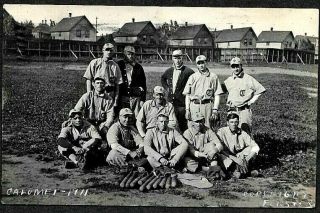 Calumet Michigan,  City Baseball Team At Ball Park,  Sharp 1911 Rppc Postcard
