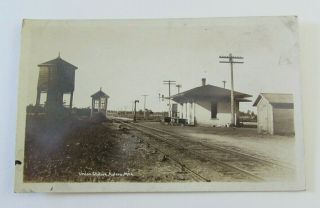 Kaleva Michigan Real Photo Postcard Union Station Train Depot Railroad Mi