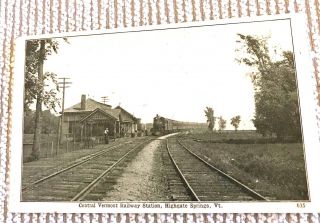 Highgate Springs,  Vt.  A B & W Card Ofcentral Vermont Railway Station