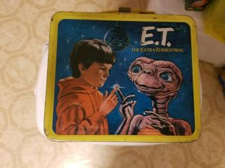 Vintage 1982 E.  T - The Extra - Terrestrial Metal Lunch Box With Thermos