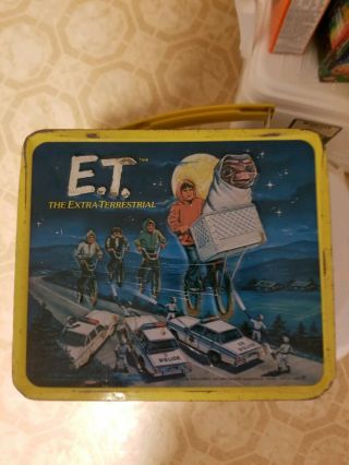Vintage 1982 E.  T - The Extra - Terrestrial Metal Lunch Box With Thermos 4