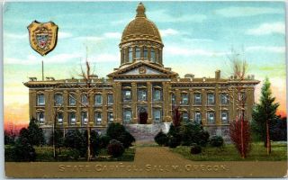 1910s Salem,  Oregon Postcard State Capitol Building View Embossed