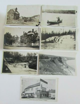 Ontonagon Michigan Postcards Real Photo Copper Mine Ojibway Indian Eagle Harbor
