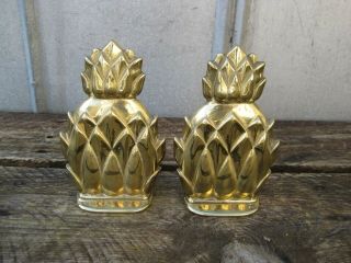 Vintage Virginia Metalcrafters Newport Solid Brass Pineapple Bookend Nb - 2 6 1/2 "