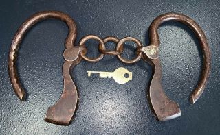 Antique Tower Bottom Key✪handcuffs ☜ July 17,  1866 1st Model Rare Stamp On Hinge✪
