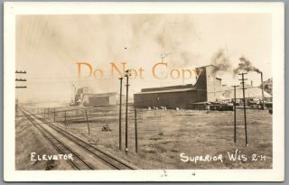 Superior,  Wisconsin Wi - Grain Elevator By Railroad - Rppc Postcard