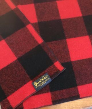 Vintage Woolrich Pearce Red Black Buffalo Plaid Blanket 72 X 60 Wool