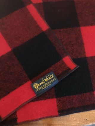 Vintage Woolrich Pearce Red Black Buffalo plaid Blanket 72 X 60 Wool 4