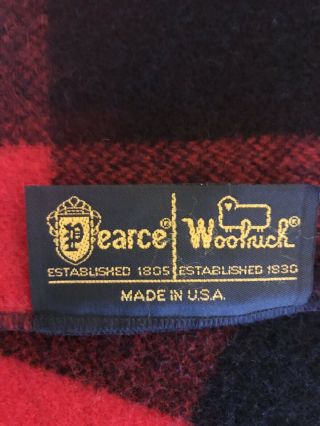 Vintage Woolrich Pearce Red Black Buffalo plaid Blanket 72 X 60 Wool 5