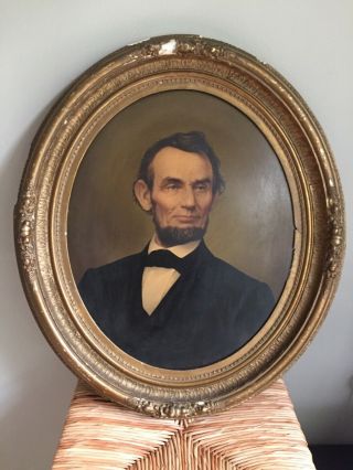 Abraham Lincoln Portrait Printed In Oil Colors,  1865 E.  C Middleton