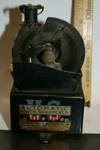 Antique Vintage Us Automatic Pencil Sharpener Patent Oct.  1907 Wow Jsh