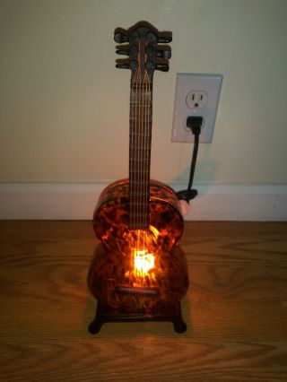 Rare Amber Speckled Glass Acoustic Guitar Lamp W/ Rocker Switch S&h
