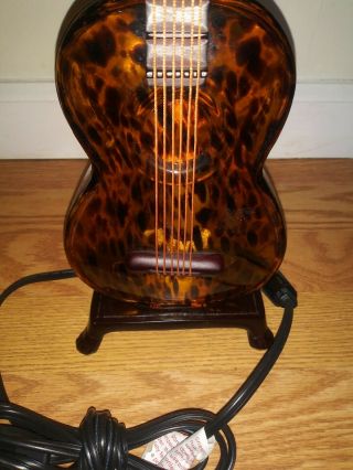Rare Amber Speckled Glass Acoustic Guitar Lamp w/ Rocker Switch S&H 3