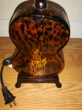 Rare Amber Speckled Glass Acoustic Guitar Lamp w/ Rocker Switch S&H 4