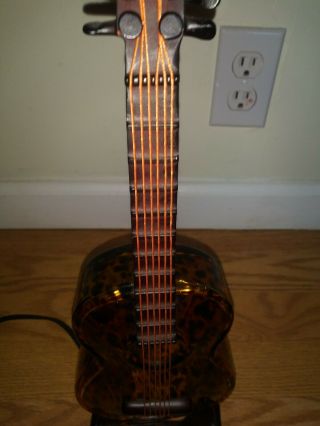 Rare Amber Speckled Glass Acoustic Guitar Lamp w/ Rocker Switch S&H 7
