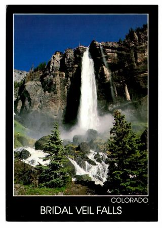 Bridal Veil Falls Colorado Postcard Waterfall 365 Feet Drop Sheer Cliff Face