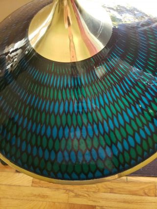 Vintage Moe Light Fixture Mid Century Modern Flying Saucer,  Blue And Green