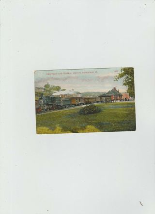 Erie Railroad Passenger Train,  Central Station,  Honesdale,  Pa.  Postcard.