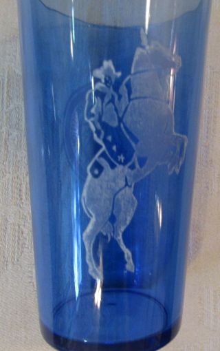 6 Vintage Hazel Atlas Glass TEXAS CENTENNIAL EXPO DALLAS 1936 Alamo Blue Glasses 4