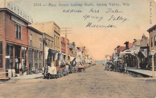 Lp55 Spring Valley Wisconsin Postcard Main St View