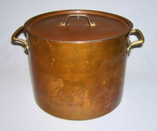 Nd 8456 Vintage Copper Lidded Stock - Stew - Soup - Pasta Pot W/tin Lining (9 Qt)