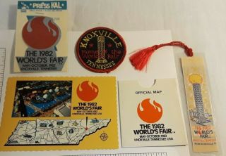 1982 Worlds Fair Memorabilia - Sticker,  Badges,  Postcard,  Bookmark Knoxville,  Tn