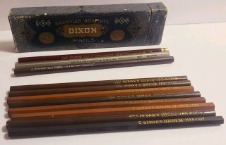 American Graphite Dixon Pencils Vintage Box W/ 8 Pencils & Eagle Venus