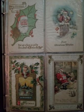Rare Vntg Christmas Postcards W/ 1 Cent Washington And Franklin Stamp Rare