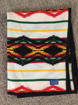 Vintage Beaver State Pendleton Wool Blanket Aztec South Western 32 X 43