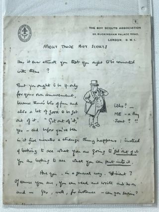 Boy Scout Official Letter Signed Baden Powell