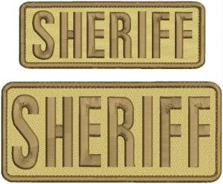 Sheriff Embroidery Patch 3x7 And 2x6hook On Back Tan/brown