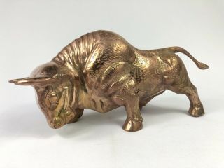 Vintage Brass Bull Great Detail From Round Top Texas Old