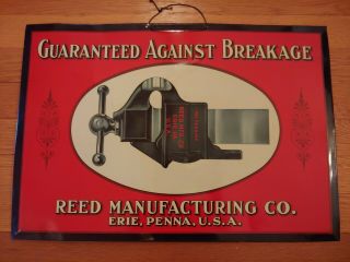 Antique Reed Manufacturing Vise Blacksmith Advertisement Sign