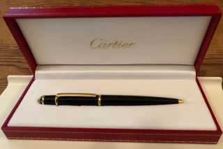 Cartier Ballpoint Pen Black Composite Stylo Bille St180003 Diabolo De Cartier