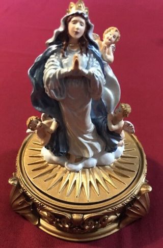 Our Lady Of The Rosary Angels Figurine Statue Trinket Box Franklin Mary
