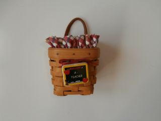 Longaberger Wall Basket Small 1999 Red Plaid Liner Teacher Plastic Liner Leather