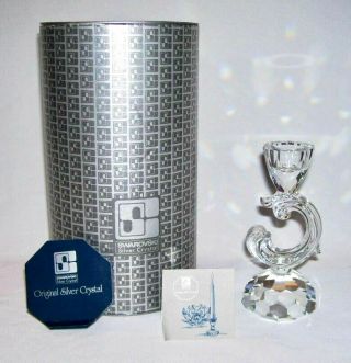 Sworovski Solid Silver Crystal Us Baroque Candleholder (mib) Austria