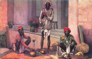 " Native Life In India " Calcutta Snake Charmers Raphael Tuck Postcard