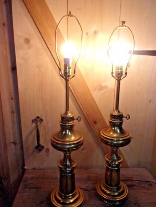 Vintage Stiffel brass table lamp heavy 7