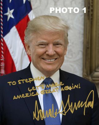Customized President Donald Trump Gold Autographed 11x14 Poster -