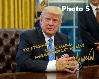 Customized President Donald Trump Gold Autographed 11x14 POSTER - 5