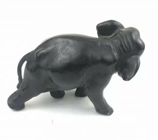Vintage Cast Iron Mother And Baby Elephant Doorstop With Tusks Black 6 Inch 3