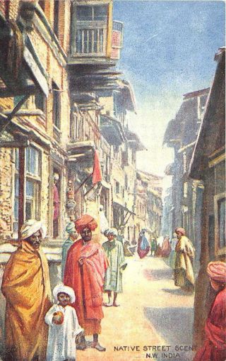 " Native Life In India " Native Street Scene Raphael Tuck Postcard