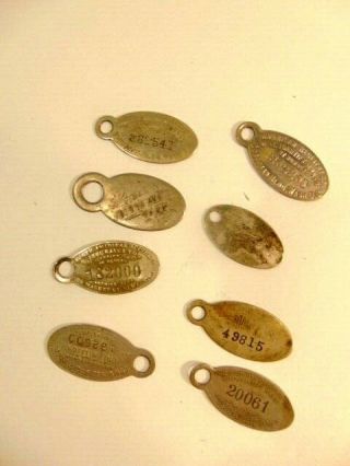 8 Old Metal Key Chain Fobs; 6 From Different Return Services If Lost