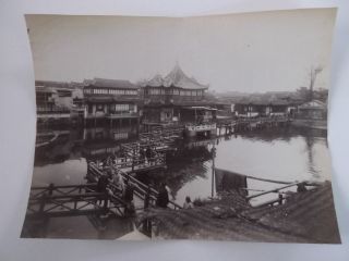 Albumen Photograph Tea House In Shanghai Late 19th Century China Chinese