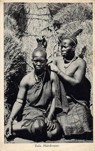 Postcard - Zulu Hairdresser,  South Africa