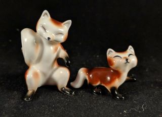 Vtg Fox Miniature Figurines Set Of 2 Bone China Hand Painted Details 2 "